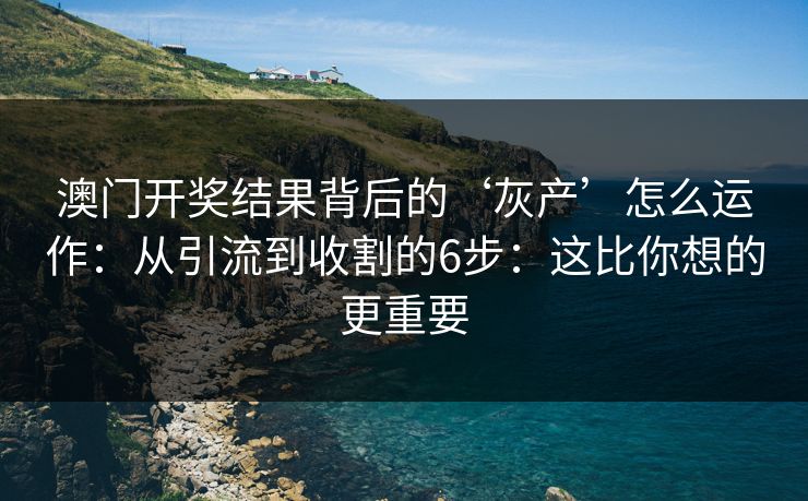 澳门开奖结果背后的‘灰产’怎么运作：从引流到收割的6步：这比你想的更重要