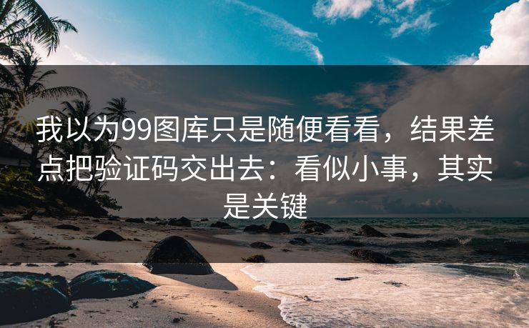 我以为99图库只是随便看看，结果差点把验证码交出去：看似小事，其实是关键